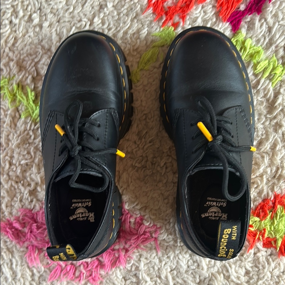 Dr. Martens Black and Yellow Dress Shoes with Air-Cushioned Sole
